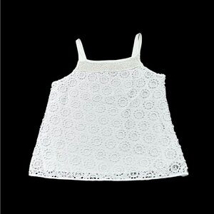 Trina Turk White Crochet Shoulder Strap Sleeveless Top